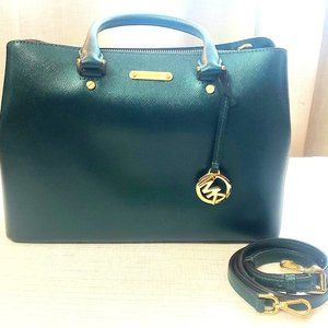 Michael Kors Savannah Satchel, Glossy Green, LG